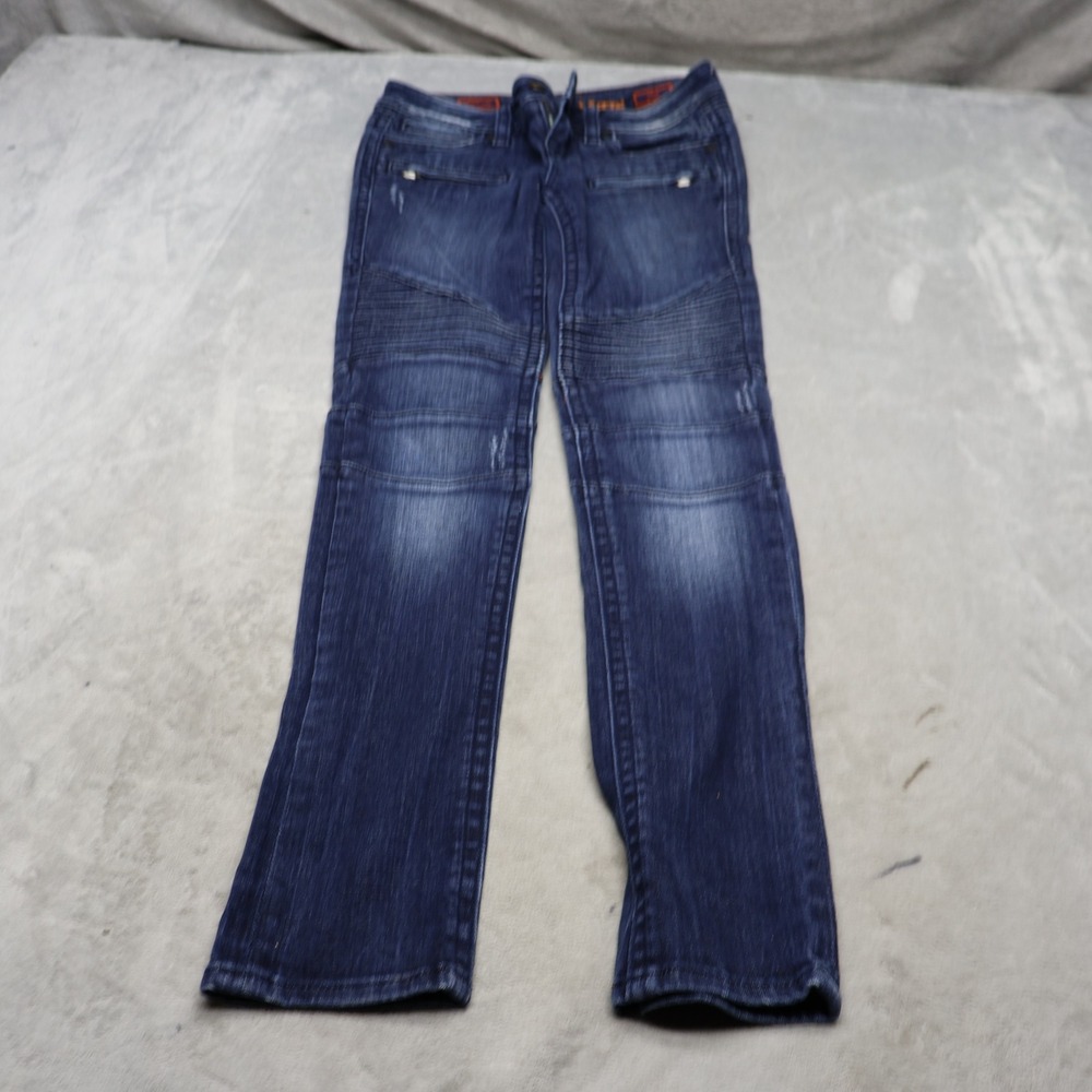 Rock‎ Revival Jeans Women 27x32 Dark Wash Sheryl Ribbed Biker Slim Fade Whisker